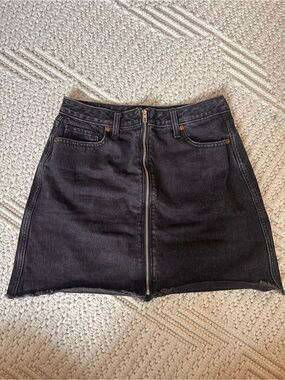 Abercrombie & Fitch Black Denim Mini Skirt with Front Zip